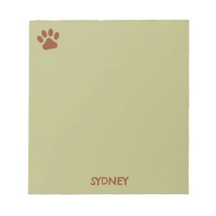 Brown dog paw custom name notepad