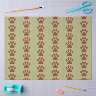 Brown dog paw pattern tissue paper