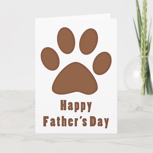 Brown Dog Paw Print Happy Father's Day Card (Front)