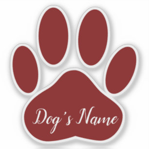 Brown Dog Paw Print With Custom Name Personalized