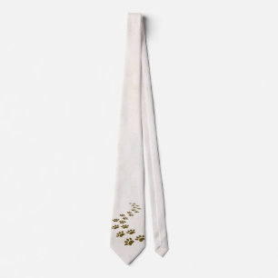 Brown dog paw prints neck tie
