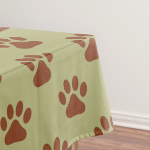 Brown dog paw prints pattern tablecloth