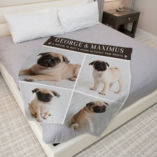 Brown Dog Photo Paw Prints Quote Blanket (Creator Uploaded)