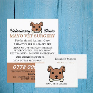 Brown Dog, Veterinarian, Veterinary Service Business Card
