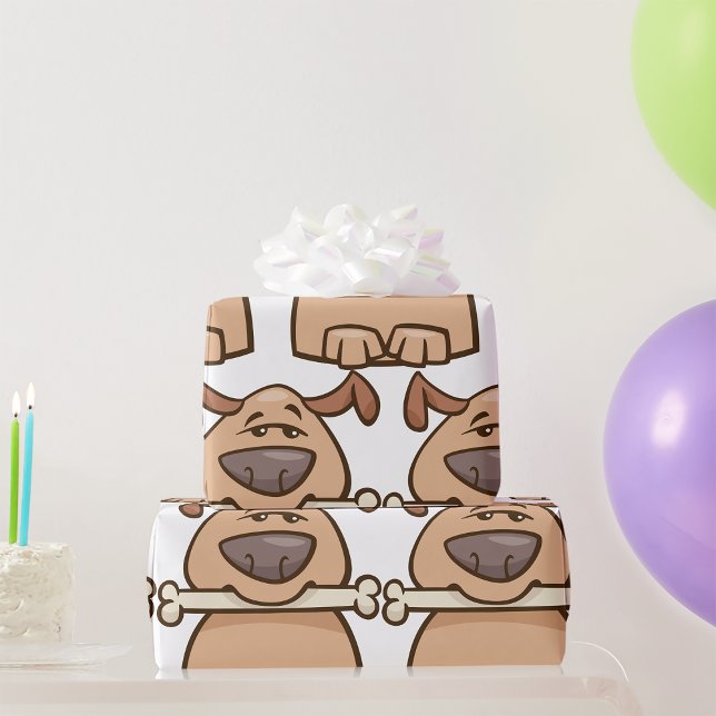 Brown Dog With A Bone Wrapping Paper (Creator Uploaded)