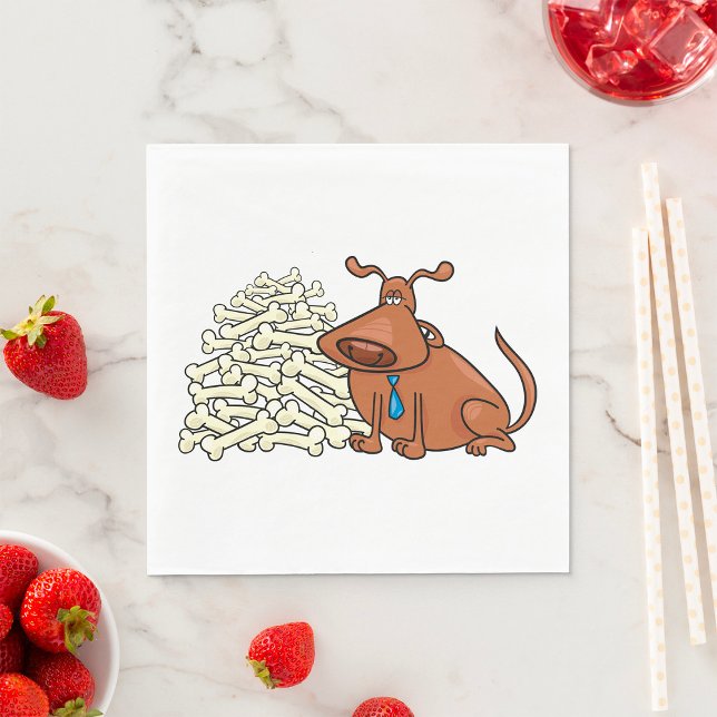 Brown Dog with Pile of Bones Cute Pet Napkin (Creator Uploaded)