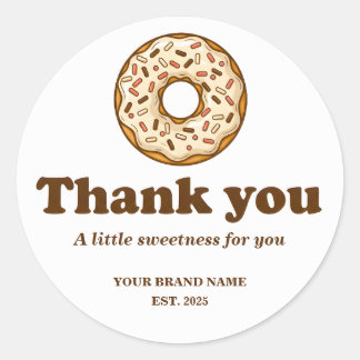 Brown Donut Illustration Bakery/ Baking Thank You Classic Round Sticker
