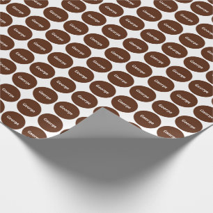 Brown Dots Pattern On White With Name Wrapping Paper