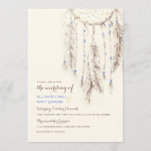 Brown Dreamcatcher Boho Wedding Invitation
