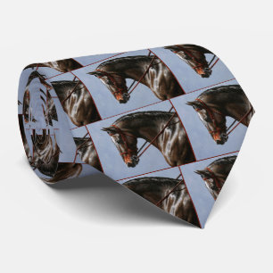 Brown Dressage Horse Portrait Tie