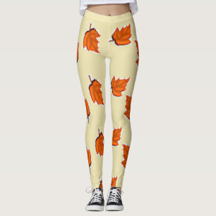 Brown dry leaves leggings