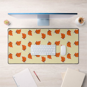 Brown dry leaves pattern desk mat