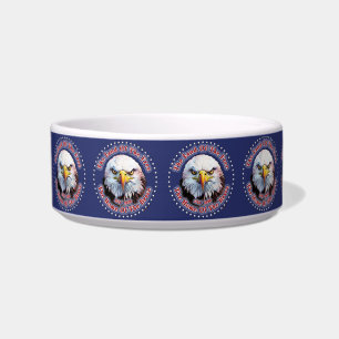 Brown Eagle Multiple Design Blue Background Bowl