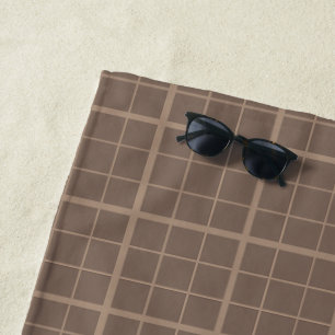 Brown Earth Tone Windowpane Check Beach Towel