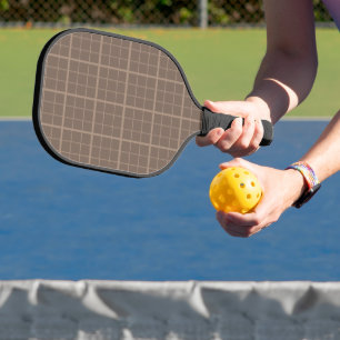 Brown Earth Tone Windowpane Check Pickleball Paddle