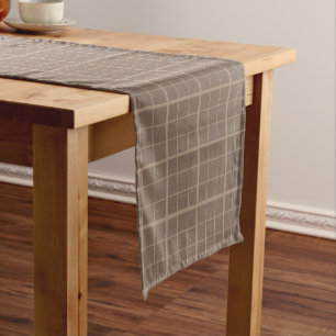 Brown Earth Tone Windowpane Check Short Table Runner