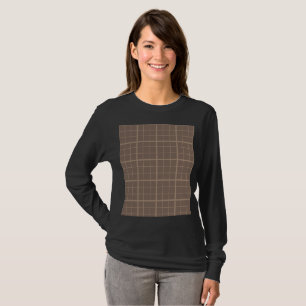 Brown Earth Tone Windowpane Check T-Shirt