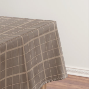 Brown Earth Tone Windowpane Check Tablecloth