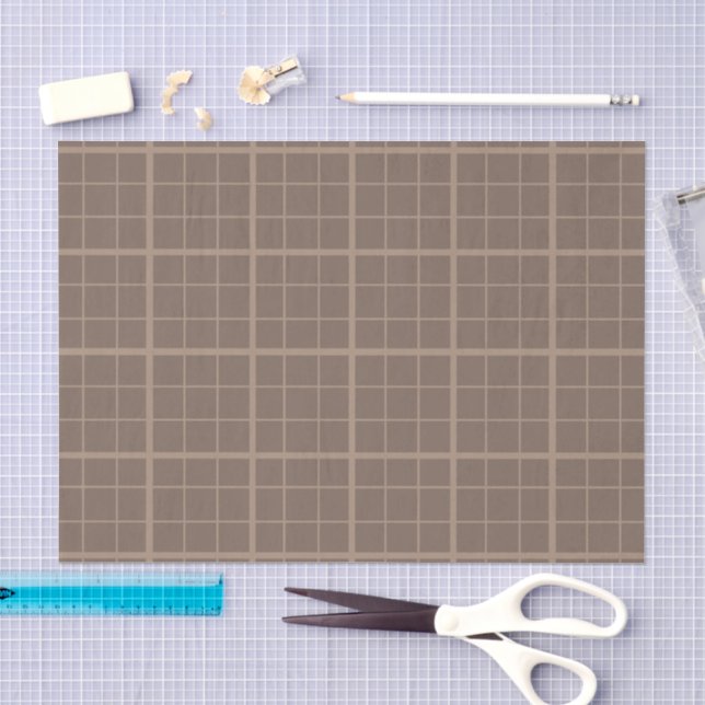 Brown Earth Tone Windowpane Check  Tissue Paper (Craft)