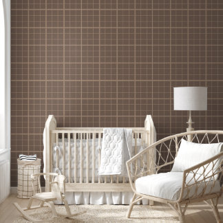 Brown Earth Tone Windowpane Check  Wallpaper