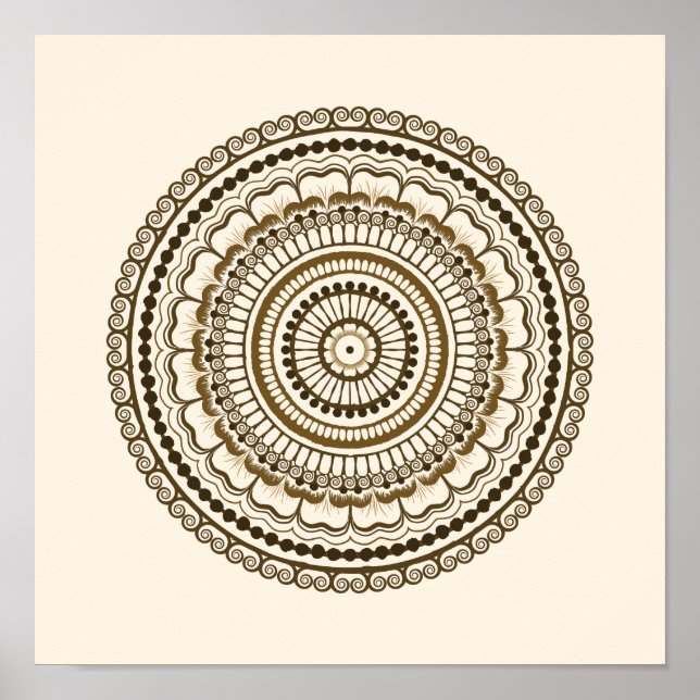 Brown Earth Tones Henna Mandala Poster (Front)