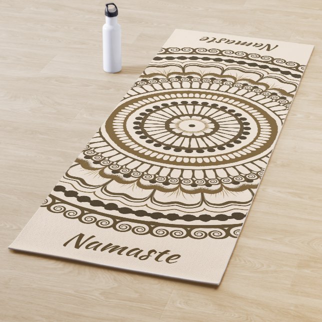 Brown Earth Tones Mehndi Henna Mandala Yoga Mat (In Situ)