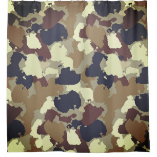 Brown Earth Tones Military Camouflage Shower Curtain