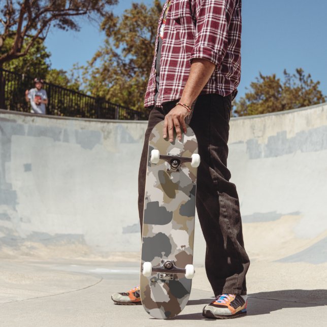 Brown Earth Tones Military Camouflage Skateboard (Outdoor 2)
