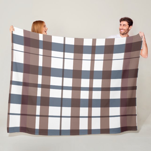 Brown Earth Tones  plaid Fleece Blanket (In Situ)