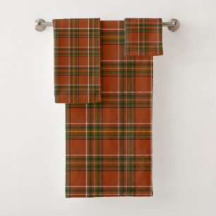 Brown Earthy Plaid Tartan Bath Towel Set