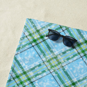 Brown Earthy Plaid Tartan  Beach Towel