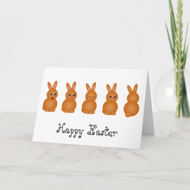 Brown Easter Bunnies Holiday Card (Front)