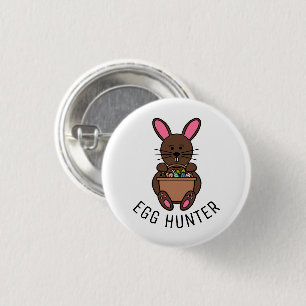 Brown Easter Bunny, Egg Hunter 3 Cm Round Badge