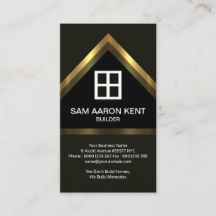 Brown Elegance Faux Gold Home Builder Construction Business Card