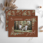 Brown elegant botanical photo simple Christmas Holiday Card<br><div class="desc">Natura lbrown elegant botanical photo simple joyful script Christmas card design.</div>