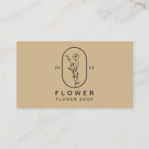 Brown Elegant Girly Flower Florist Floral Business Card