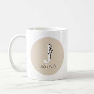 Brown Elegant Initial Girly Feminine Chic Monogram Coffee Mug