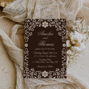 Brown Elegant Mexican Talavera Wedding Invitation