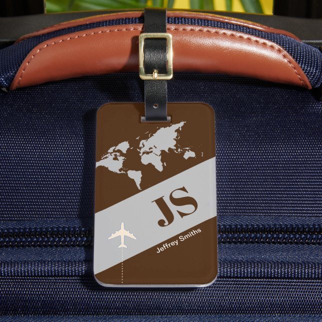 Brown Elegant & Modern Aero Travel  Luggage Tag (Front Insitu 2)