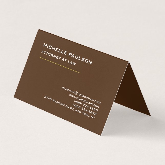 Brown Elegant Plain Professional Modern Business Card (Front)