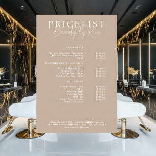 Brown, Elegant Salon Price List Poster