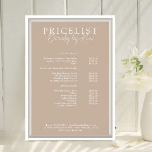 Brown, Elegant Salon Price List Poster