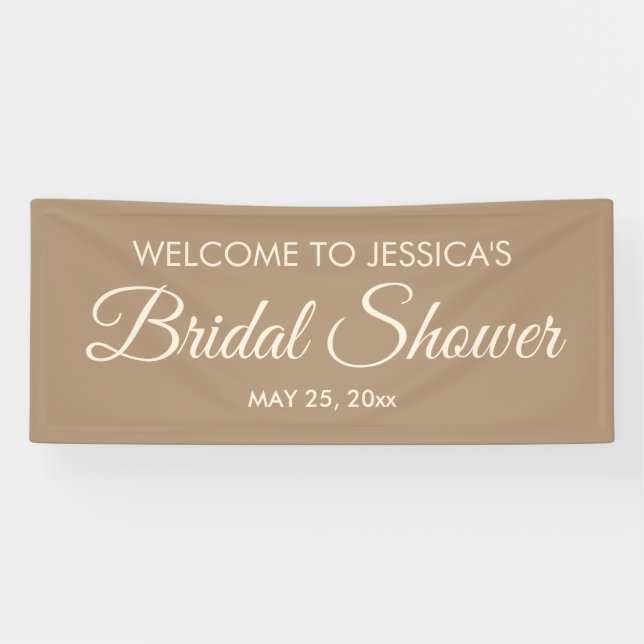 Brown Elegant Script Bridal Shower Welcome Banner (Horizontal)