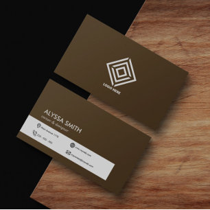 Brown Elegant Simple Personalised Custom Simple Business Card
