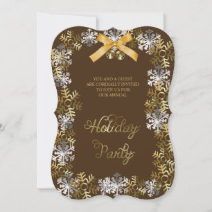 Brown Elegant Snowflake Corporate Party Invite
