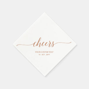 Brown Elegant Stylish Lettering Cheers Event Napkin