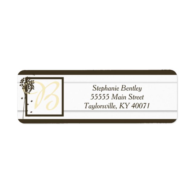 Brown Elegant Tree Wedding Return Address Label (Front)