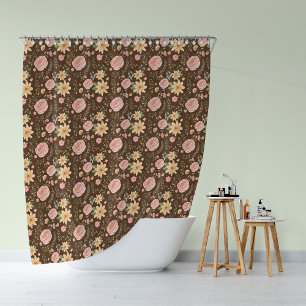 Brown Elegant Vintage Wildflower Rose Pattern  Shower Curtain