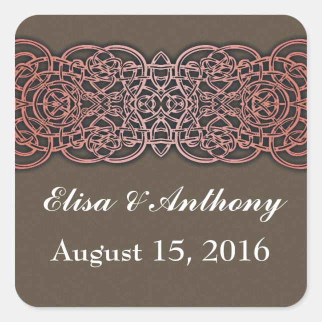 brown elegant wedding sticker (Front)