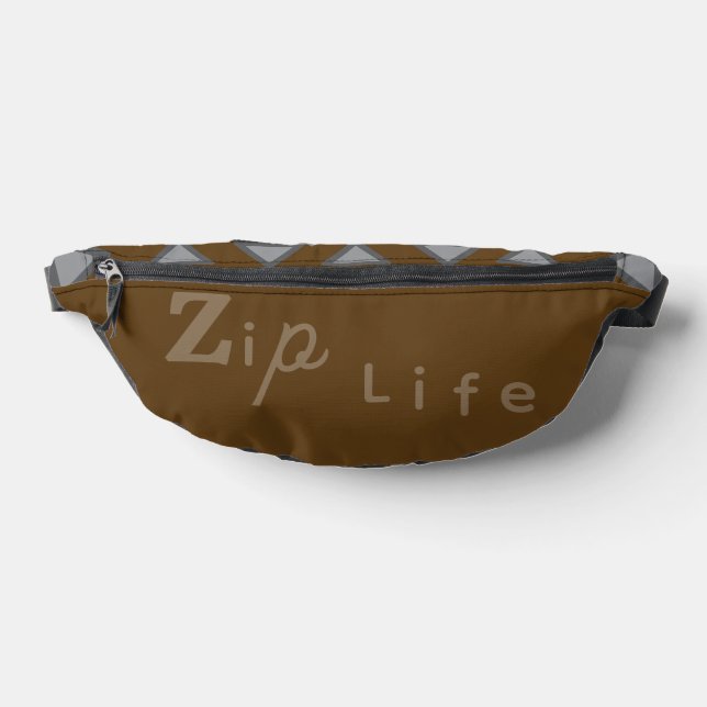 Brown Elegant Zip Life Cut Sew Fanny Pack (Lay Down)